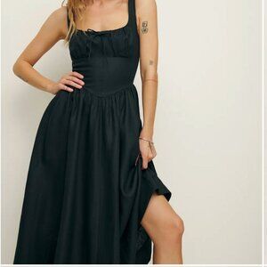 Reformation Balia Linen Dress Black sz4